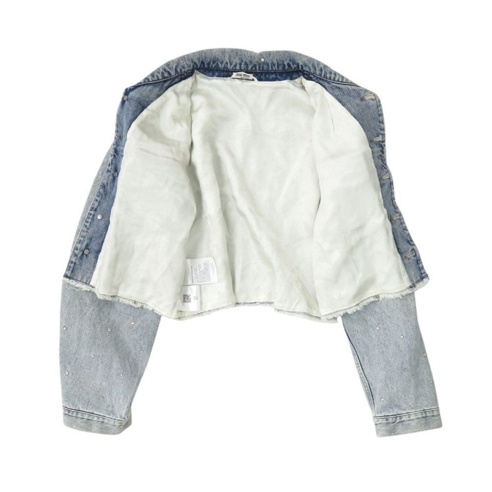 新品同様 ミュウミュウ ラインストーン ダメージ加工 GWB082 サイズ40  