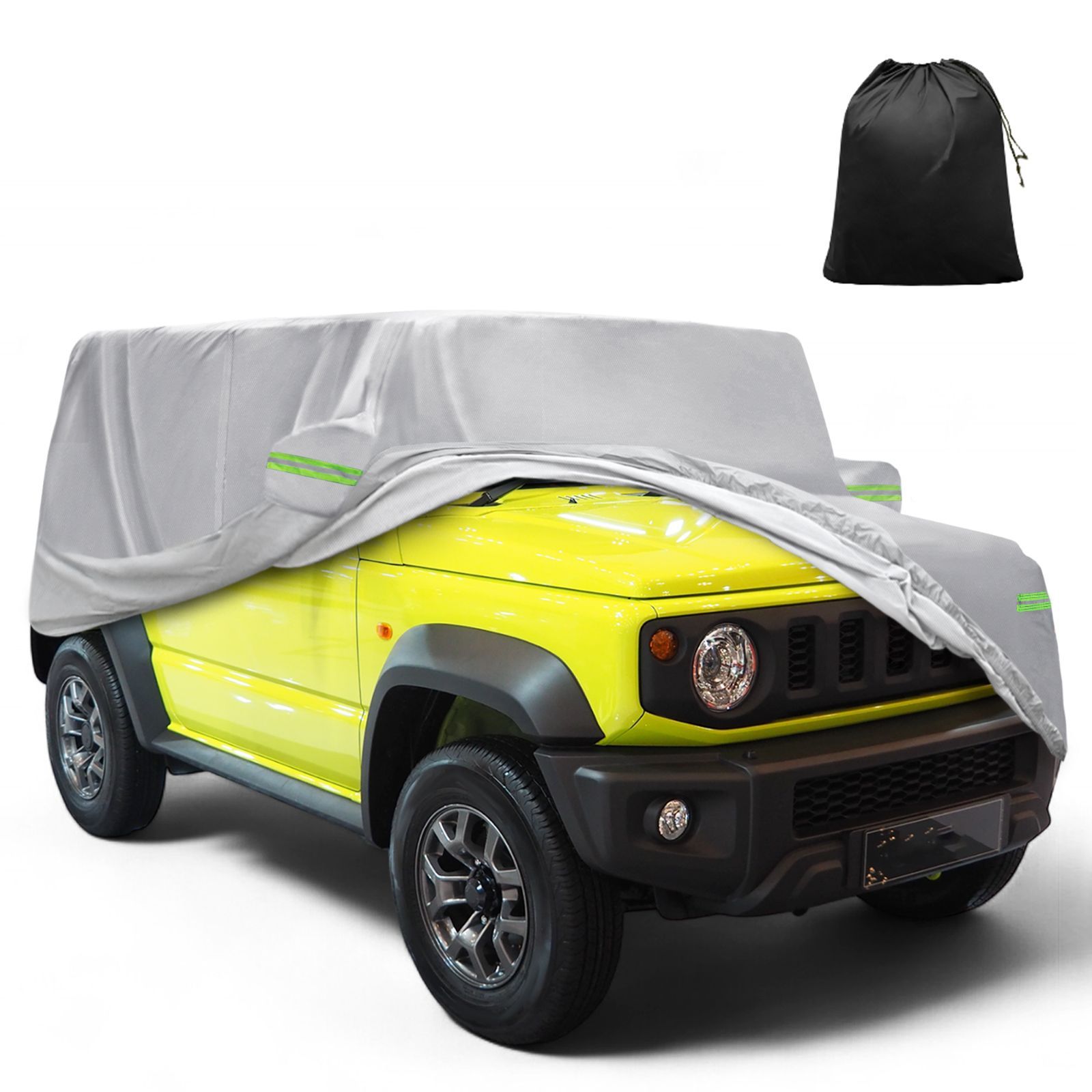X AUTOHAUX ジムニーに対応 JB64W|JB74W 385x148 x160cm 軽自動車カバー ボディカバー 雹対策 車 カバー 台風対策 防風ロープ付き 裏起毛 梅雨対策 防炎 防塵 雪|強風|黄砂対策 撥水性 運転席側ファスナー 夜間安