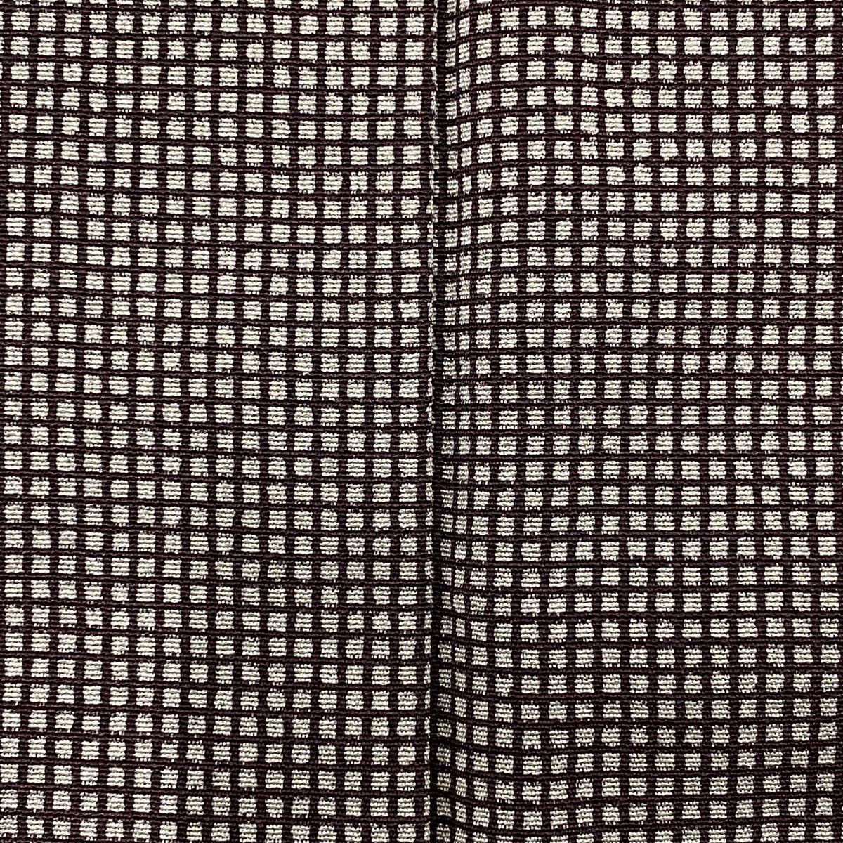 小紋 身丈154cm 裄丈65cm M 単衣 格子 紫 正絹 秀品 一つ紋 【中古  