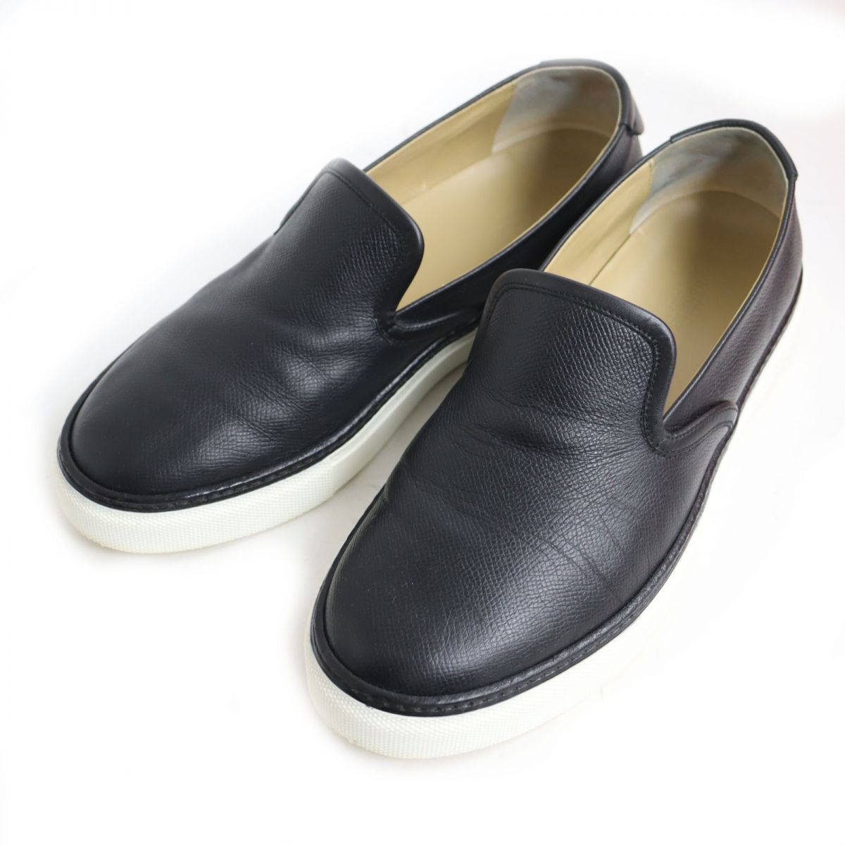 HERMES カジュアルシューズ 黒 スリッポン ドンドン見直し】美品◇HERMES エルメス レザー スリッポン