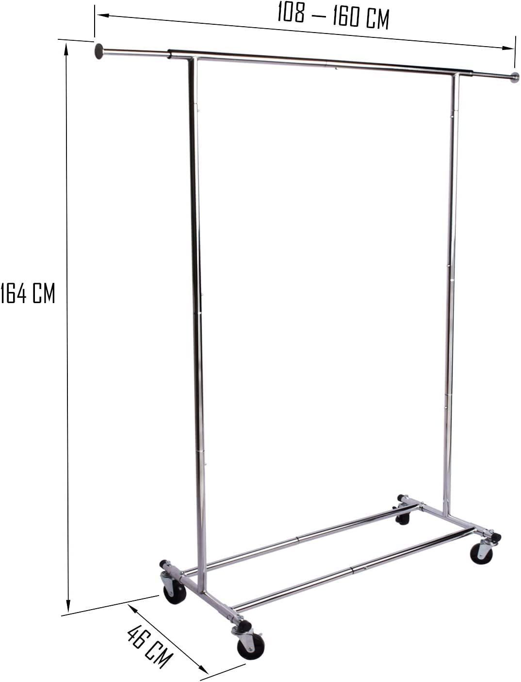 商品 DRM 業務用ハンガーラック 横伸縮幅108-160cm 耐荷重110kg パイプハンガー 頑丈 丈夫 シルバー 幅108-160