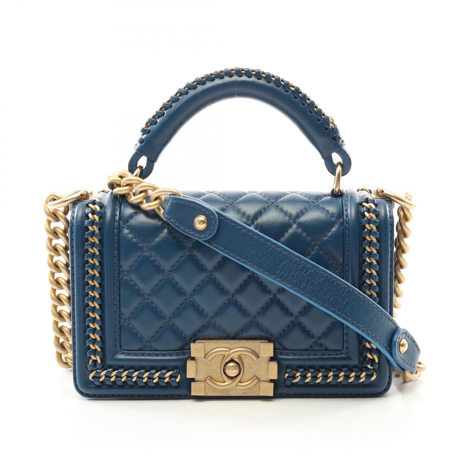 CHANEL ボーイシャネル トップハンドル チェーンショルダーバッグ 