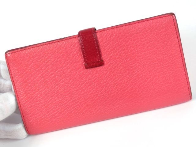 ■中古■　エルメス ベアン スフレ 長財布 サイフ シェーブルミゾル ピンク SS □Q刻 箱 【A70549】 HERMES - □中古□ エルメス ベアン スフレ 長財布 サイフ シェーブル