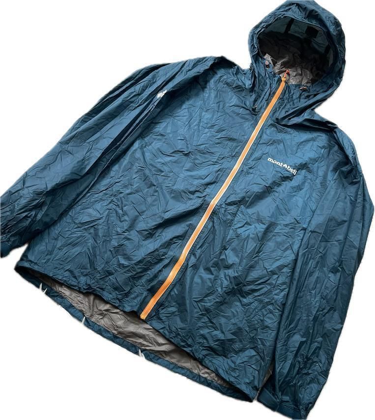 mont-bell モンベル レインウェア バーサライトジャケット M メンズ 登山トレッキング アウトドア キャンプ フェス ゴルフ ブルー系