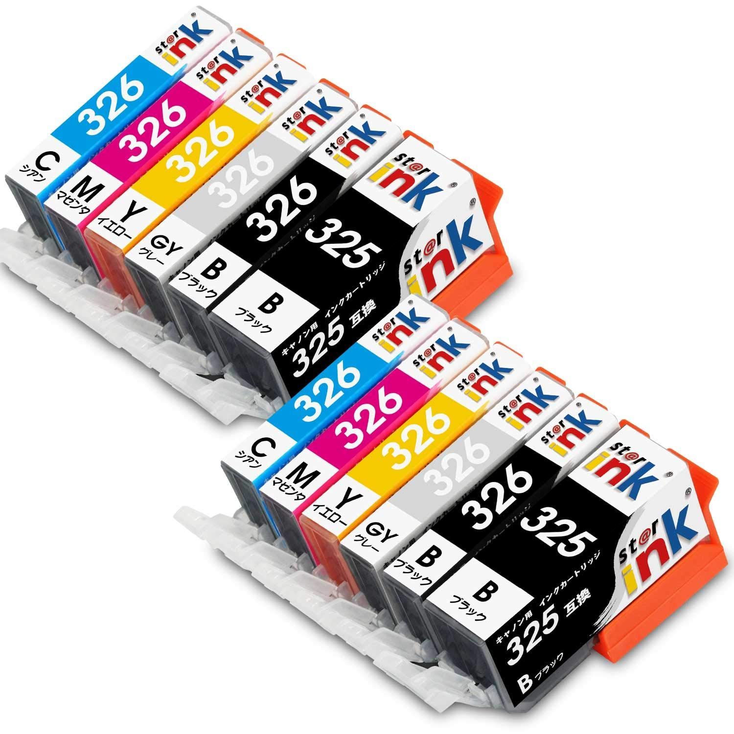 MG8130 MG8230 互換インクカートリッジ MG6230 326 325 MG6130 （4BK/2GY/2C/2M/2Y） 大容量 12本セット 互換インク 残量表示機能 Canon BCI-326XL 個包装 BCI-325XL 対応 starin