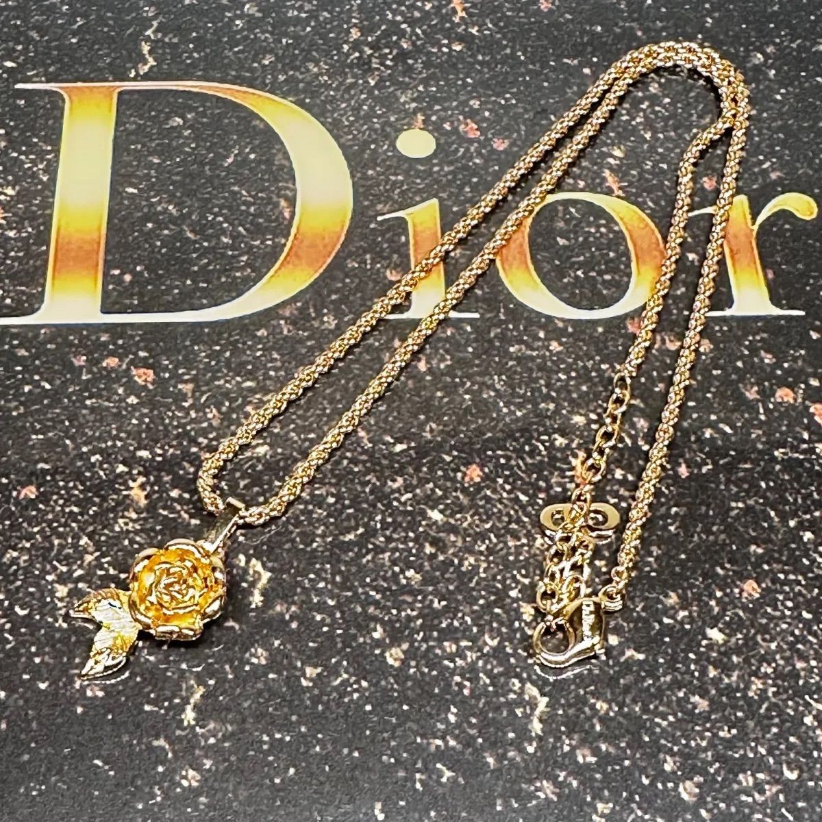 極美品 ChristianDior ディオール ヴィンテージ バラ ネックレス 