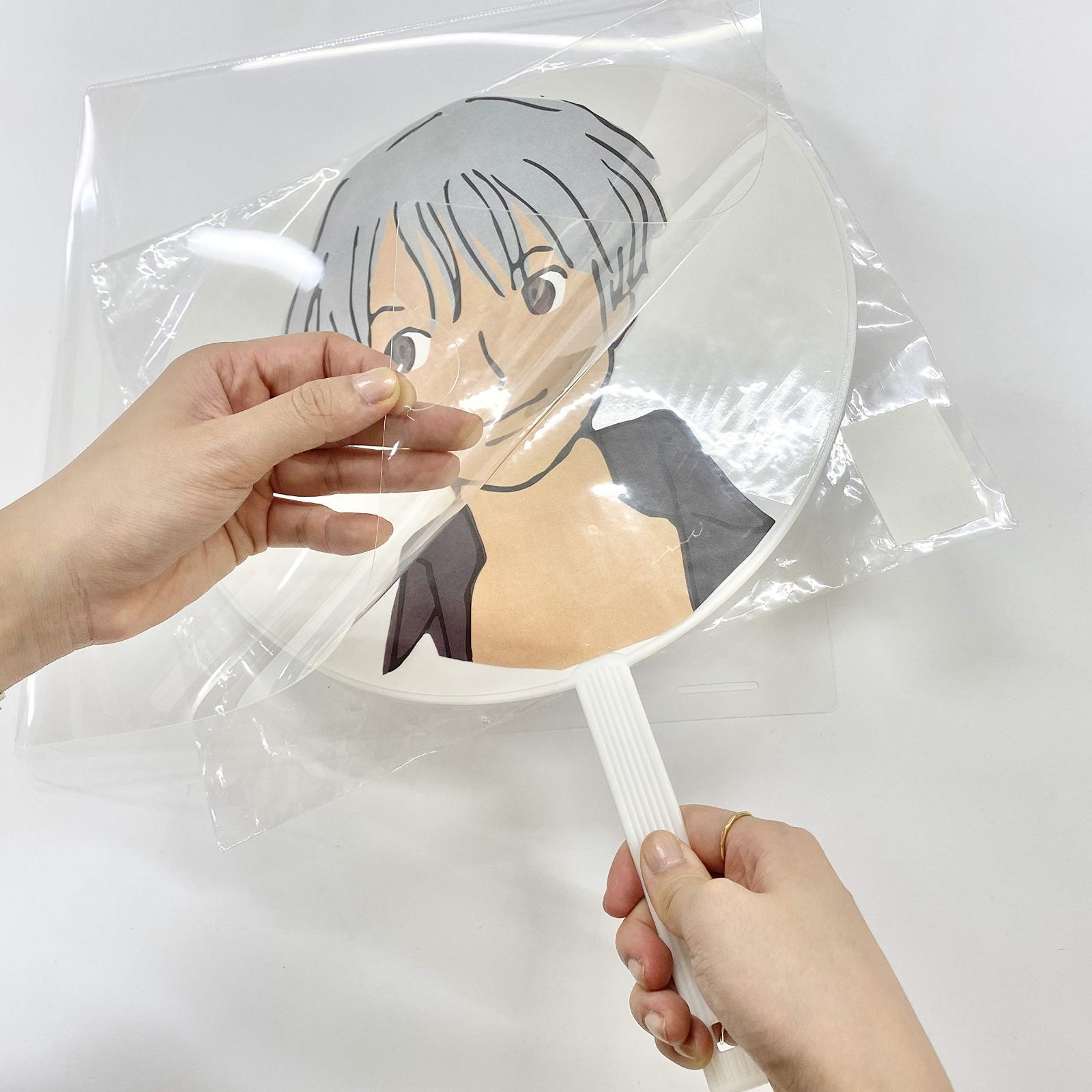 ハゴロモ うちわハードカバー №82123 顔うちわ収納 持ち運び 保護 ケース 硬質 クリア