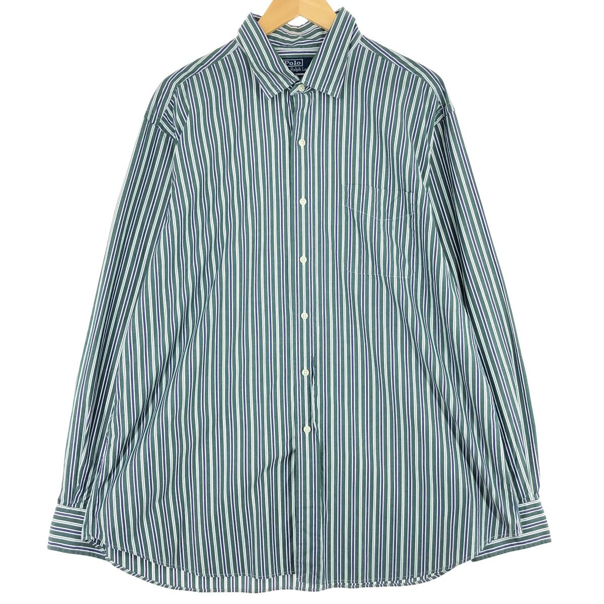 古着 ラルフローレン Ralph Lauren CURHAM SPORT 長袖 コットンストライプシャツ メンズXXL /eaa443665 【中古】/eaa443665