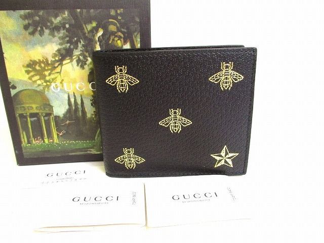 グッチ GUCCI アニマリエ ビー 蜂モチーフ レザー 2つ折り 財布