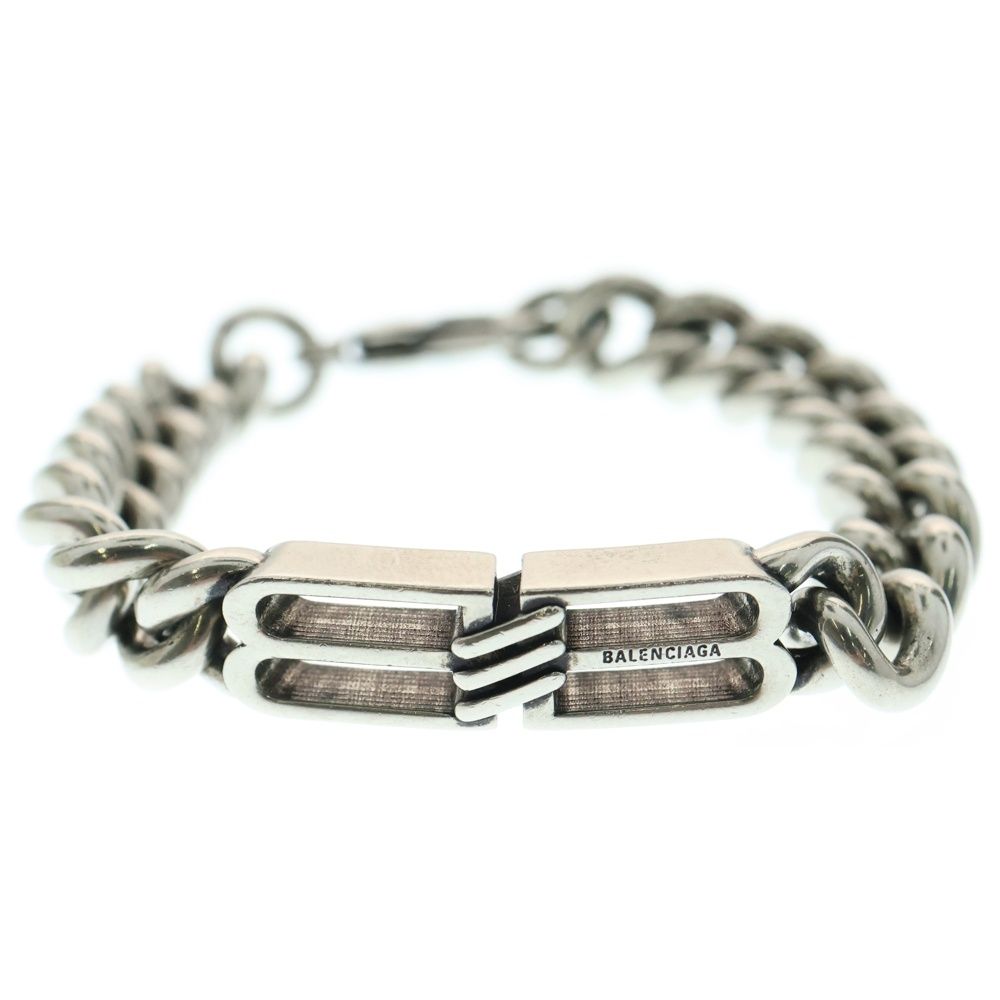 BALENCIAGA バレンシアガ BB Icon gourmette-chain bracelet BBアイコン グルメット チェーンブレスレット シルバー 718493TZ99I0911