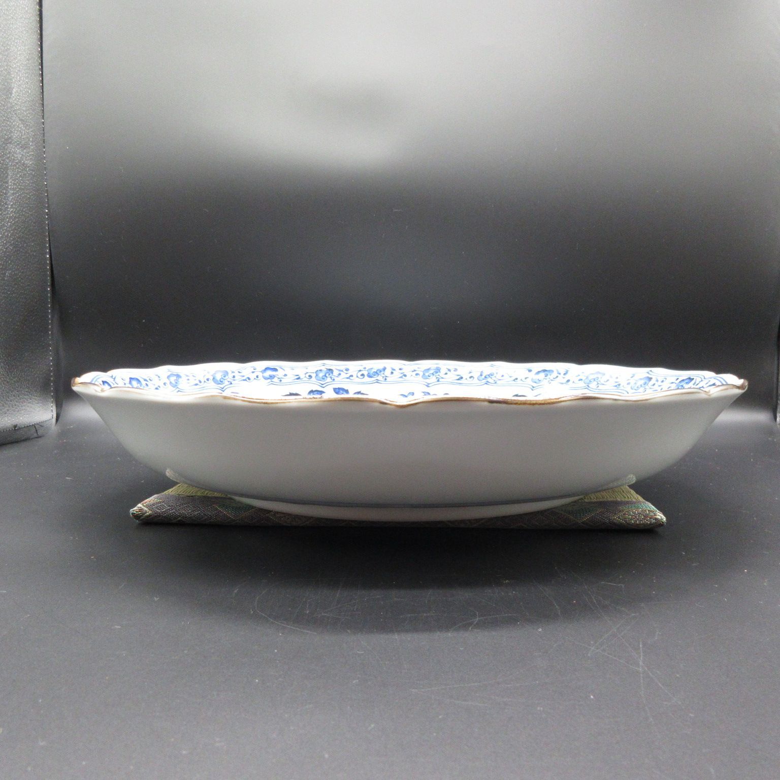 old有田焼 特大皿 飾り皿 染め付け ☆ 陶磁器 有田焼 玄島窯 青絵染付 大皿 盛皿 額皿 飾り皿 皿 12