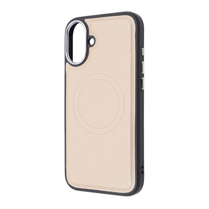 iPhone 16 Plus MagSafe対応 マグネットアクセサリー対応 衝撃吸収 バンパー オープンレザーケース / シャイニーベージュ