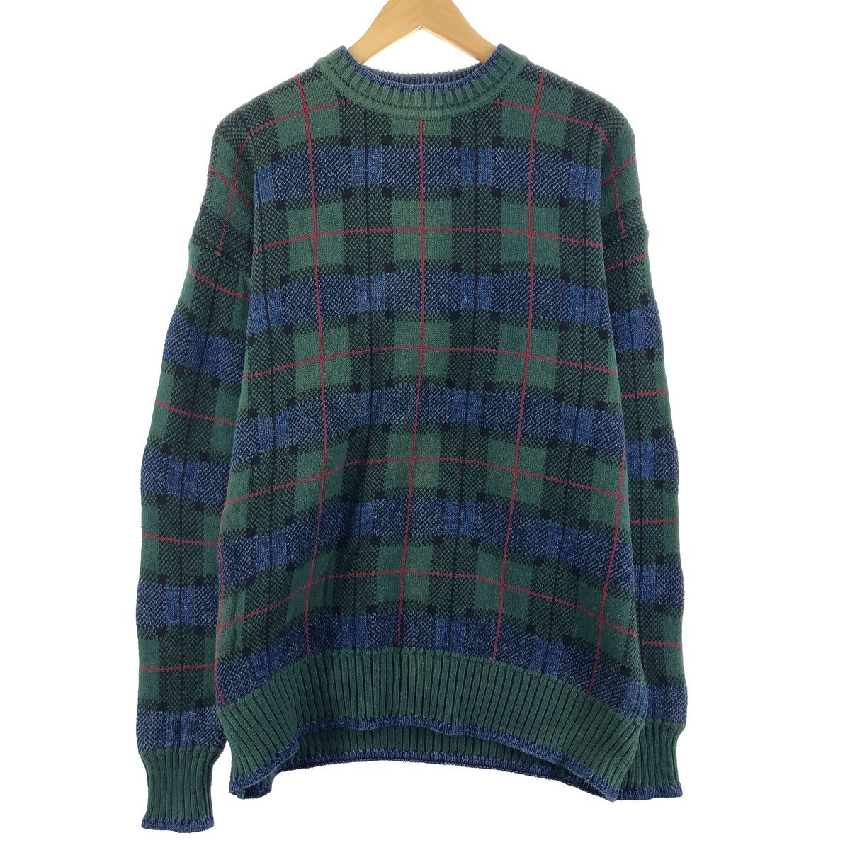 古着 GANT チェック柄 コットンニットセーター メンズXL/eaa363190