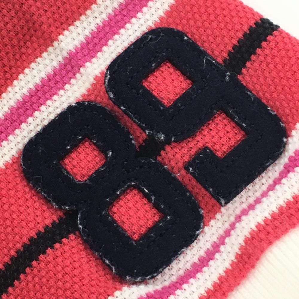 美品】パーリーゲイツ 半袖ポロシャツ 白×レッド×黒 ボーダー調 美品】パーリーゲイツ 半袖ポロシャツ 白×レッド×黒 ボーダー調