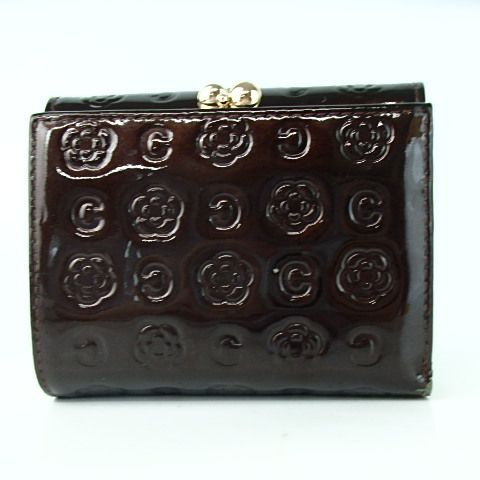 CLATHAS】クレイサス 花柄 ブラウン がま口 三つ折り財布 CLATHAS】クレイサス 花柄 ブラウン がま口 三つ折り財布
