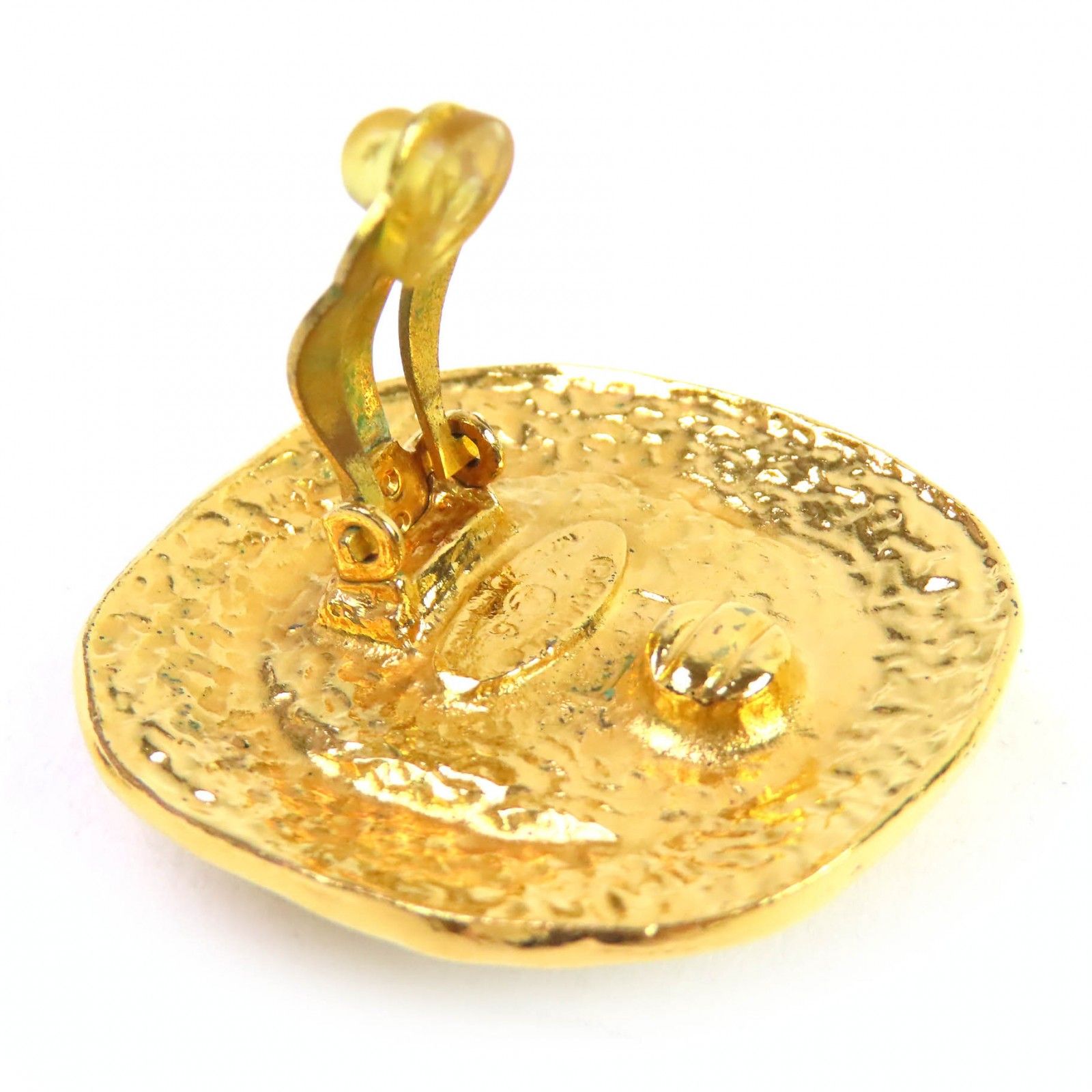 極美品 シャネル イヤリング レッド ロゴ カラーストーン 色石 ゴールド ヴィンテージ CHANEL CHANEL シャネル ラインストーン ムーンモチーフ イヤリング レッド