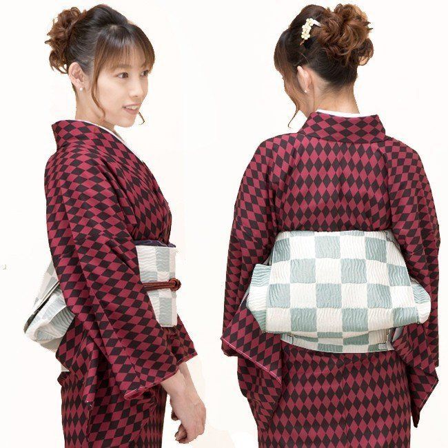 新品】創世舎 兵児帯 よろけ 市松文様 濃紺×炭グレー W39135