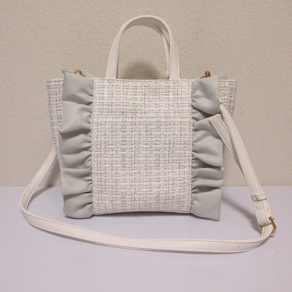 美品 DIANA ダイアナ フリル ツイード 2WAY トートバッグ ハンドバッグ 