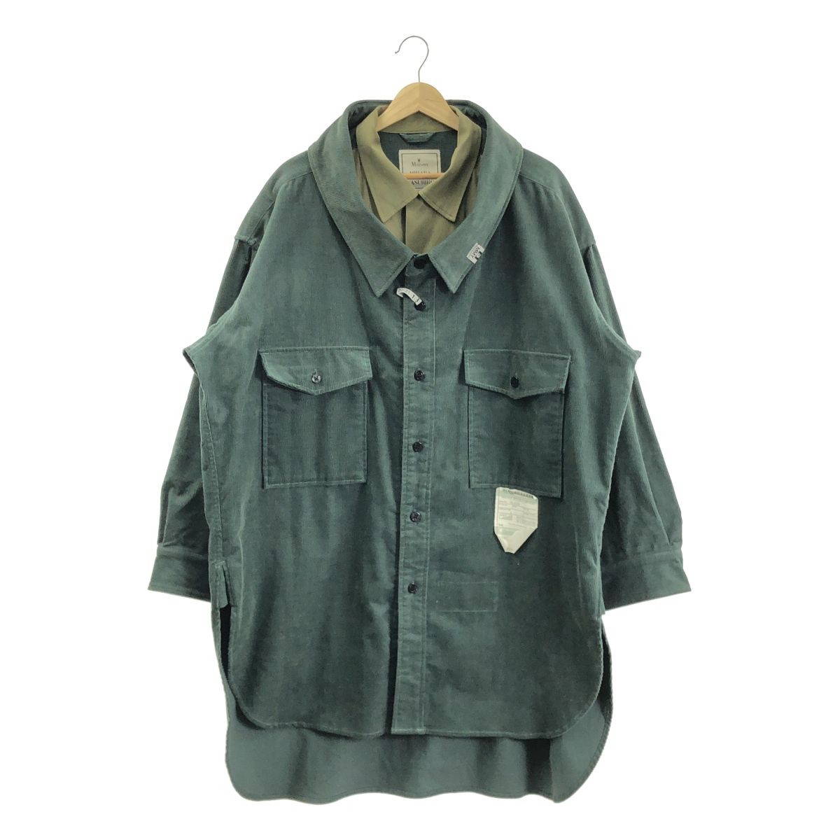Maison MIHARA YASUHIRO | メゾンミハラヤスヒロ | コーデュロイ ドッキング オーバーサイズ シャツ | 44 | グリーン | メンズ