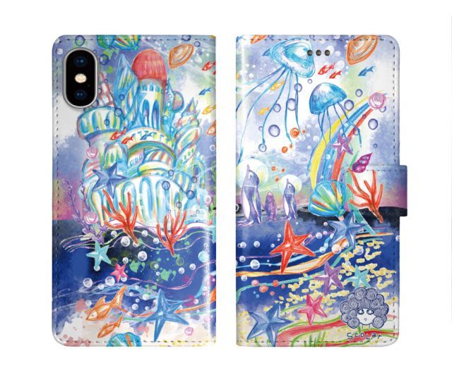 [Android One S8] iPhone16 ケース スカラー スマホケース 手帳型 iPhone16 Pro ケース アイフォン16 15 14 13 12 11 スマホカバー 全機種対応 手帳 ScoLar クラゲ ペンギン 海の中の水彩画 ダイアリ