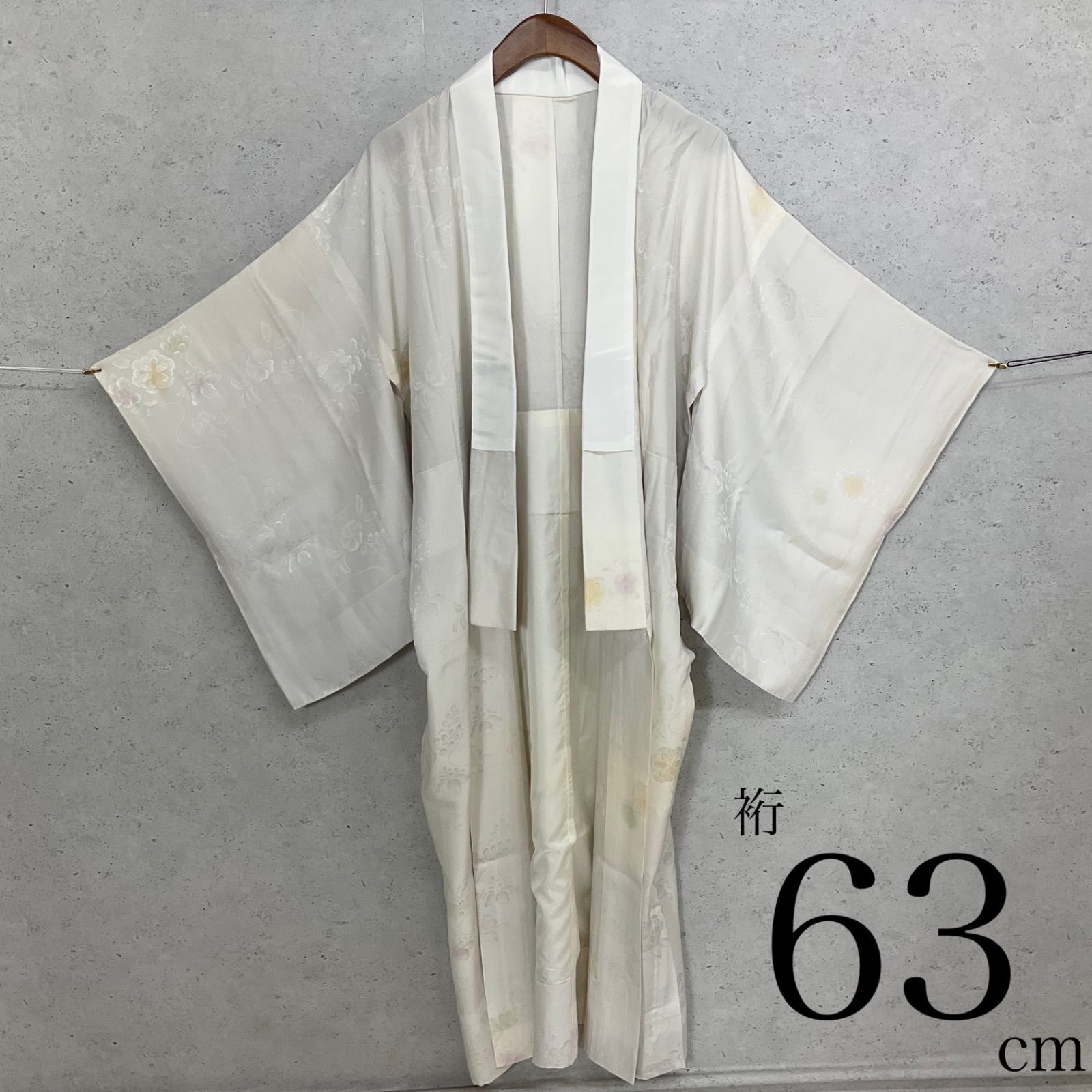 kimono+one◆未使用同然◆上質な長襦袢◆仕付け糸付き◆単衣◆袖無双◆居敷当て付き◆衣紋抜き付き◆裄63肩丈122.5◆小紋紬附下訪問着留袖袷単衣夏着物◆K1086