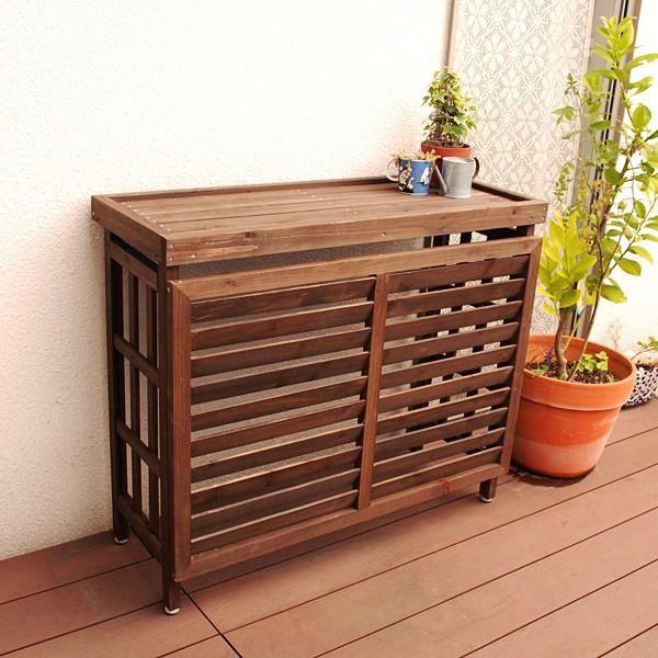 室外機カバー 日よけ 木製 逆ルーバー 日除け おしゃれ 北欧 カフェ風 省エネ 排熱 節電 節約 柵 枠 屋外 天然木 エアコン室外機カバー 庭 ガーデニング sms jsac 930
