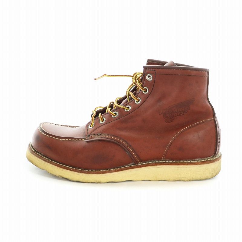 レッドウィング REDWING モックトゥ MOC TOE ショートブーツ レザー ステッチ ロゴ 羽タグ US9.5 28cm 茶 ブラウン GY12 /MQ