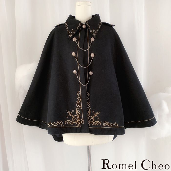 RomelCheo ダークナイト刺繍ケープコート マントコート RomelCheo ダークナイト刺繍ケープコート マントコート