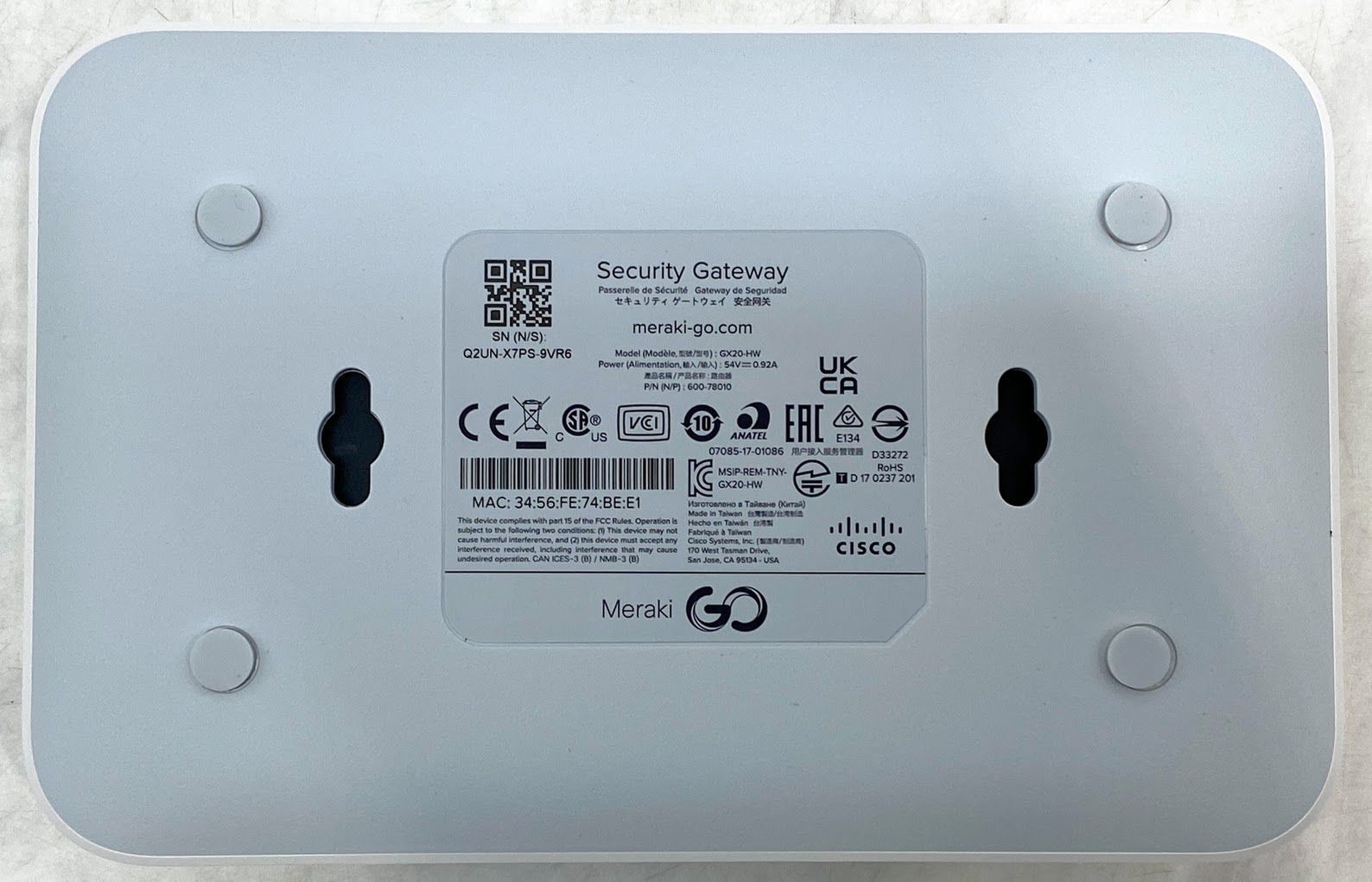 美品】 Cisco Meraki Go ルータ ファイアウォール Webブロッキング