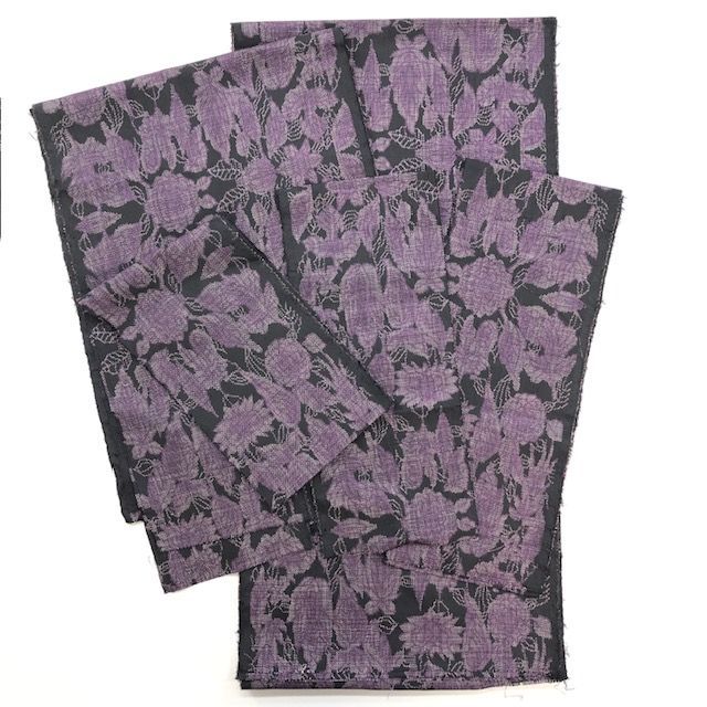 きものキレイ 大島紬 解き済 黒 紫 植物柄 リユース secondhand KJ005