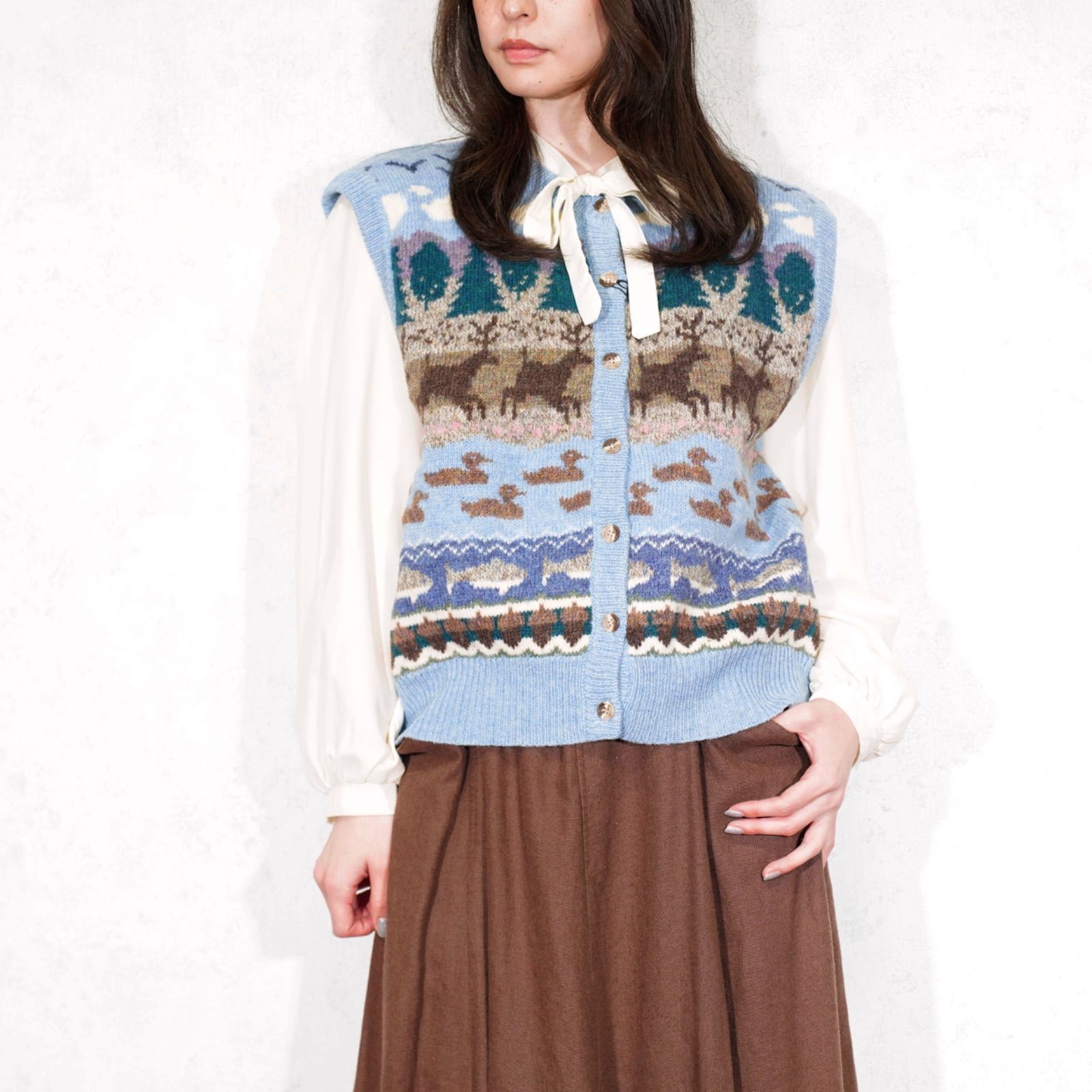 USA VINTAGE ORVIS ANIMAL DESIGN KNIT VEST|アメリカ古着アニマルデザインニットベスト