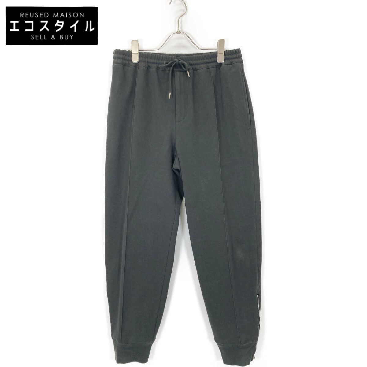 HERMES エルメス ﾌﾞﾗｯｸ 21AW 1651000 ｺｯﾄﾝ ﾘﾌﾞ ﾊﾟﾝﾂ 38