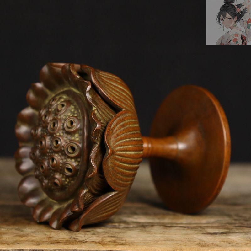 銅細工 宝蓮灯蓮香炉 盤香炉 香道具 装飾品 工芸品 美術