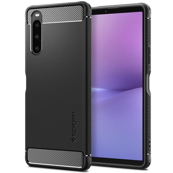 Xperia 10 V_マット・ブラック Spigen Xperia 10V ケース SOG11 / SO-52D TPU ソフトケース 米軍MIL規格取得 耐衝撃 衝撃吸収 傷防止 カメラ保護 Qi充電 ワイヤレス充電 ラギッド・アーマー ACS06202