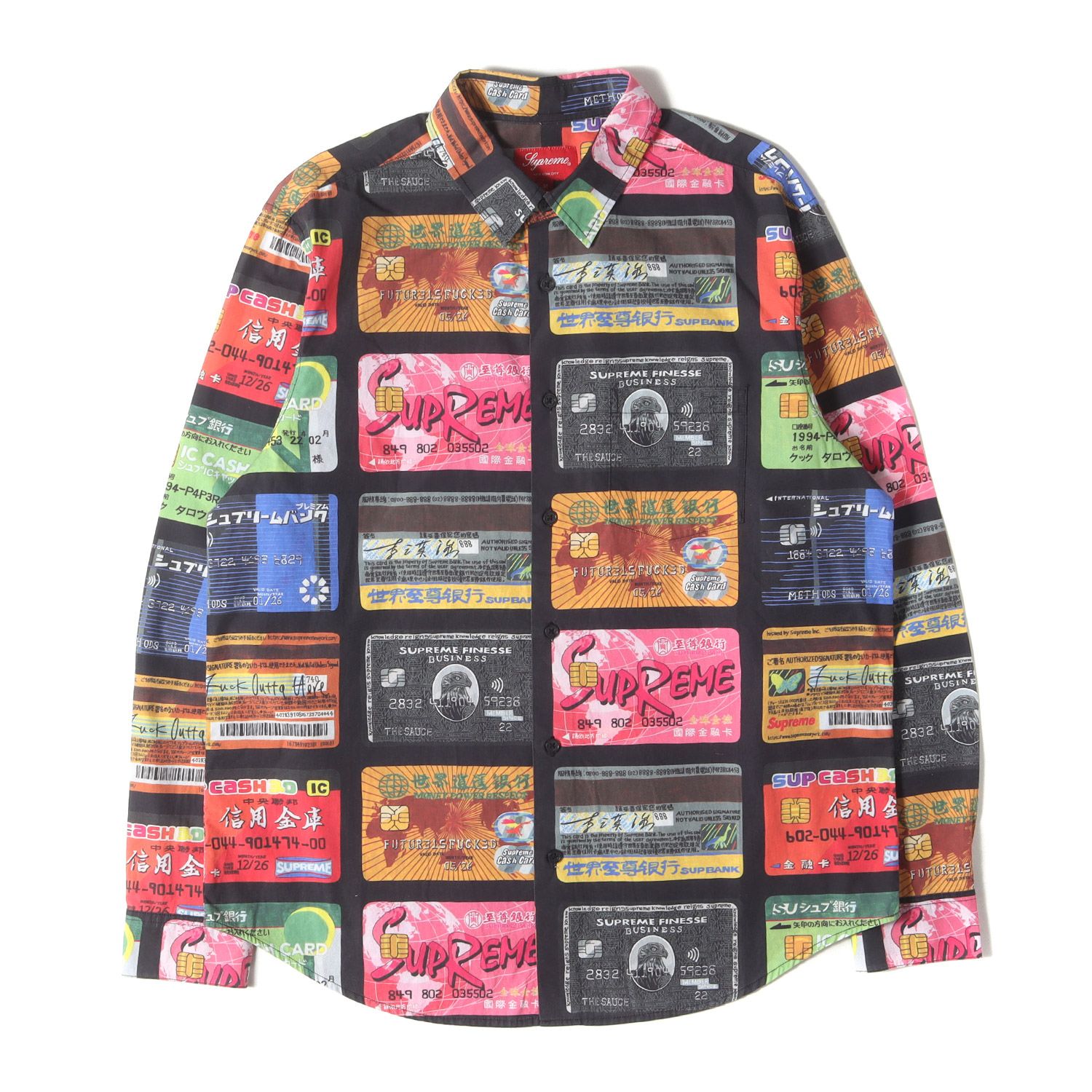 Supreme シュプリーム シャツ マルチカラー サイズ M | 22SS クレジットカード モノグラム コットン ボタンシャツ Credit Cards Shirt | トップス カジュアルシャツ 長袖 メンズ