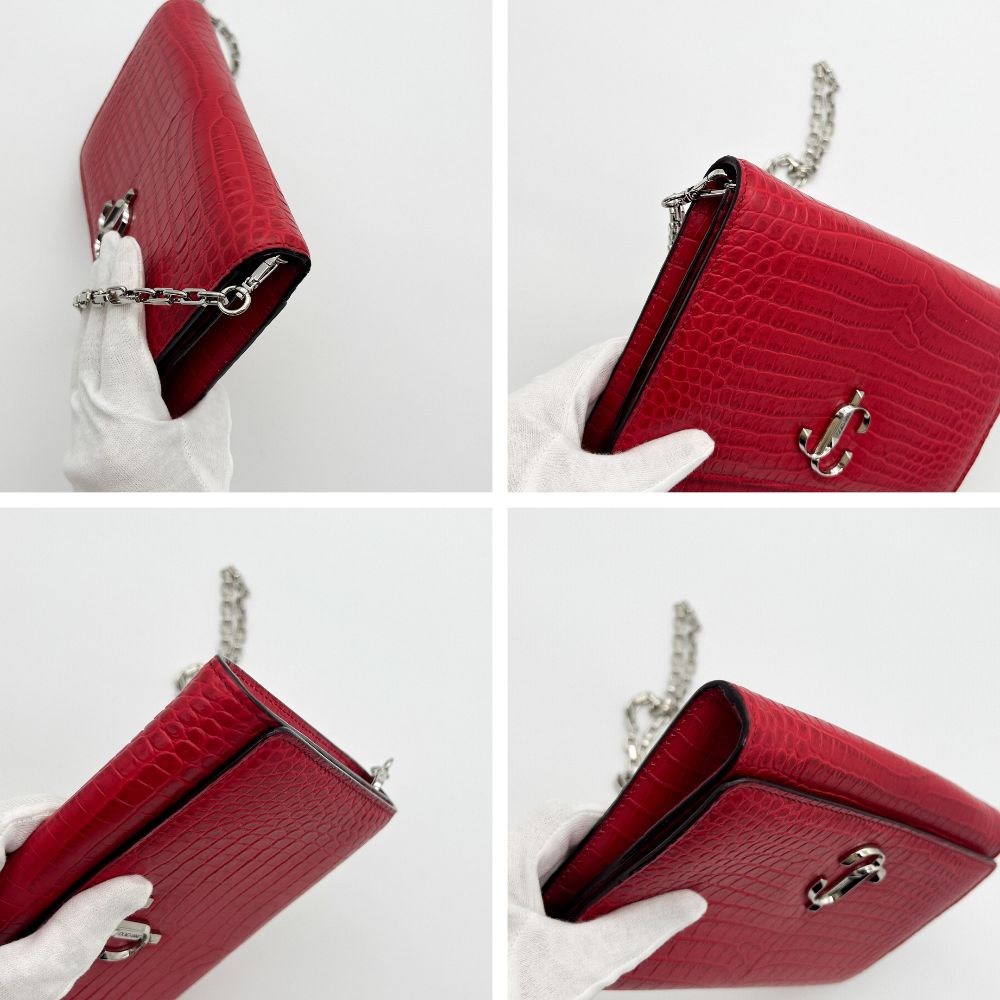 極美品】Jimmy Choo ジミーチュウ JCロゴ クロコ型押し ショルダー 