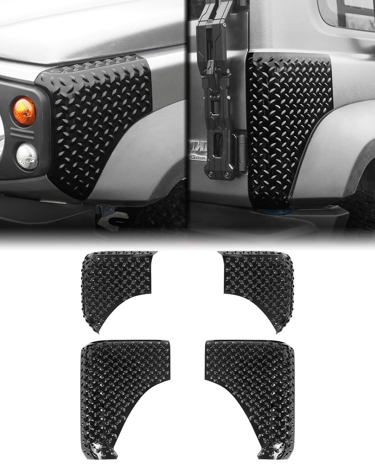 ROADER ジムニーシエラ JB74ジムニー JB64 コーナーガード 保護カバー ジムニーノマド JC74wア D5 フロントボンネット 5ド ダーコーナー保護 4枚セット ABS 両面テープ付き アクサセリー