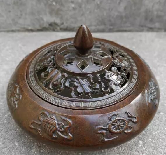 銅細工 八仙薫香炉 香炉 香道具 装飾品 工芸品 美術品 置物