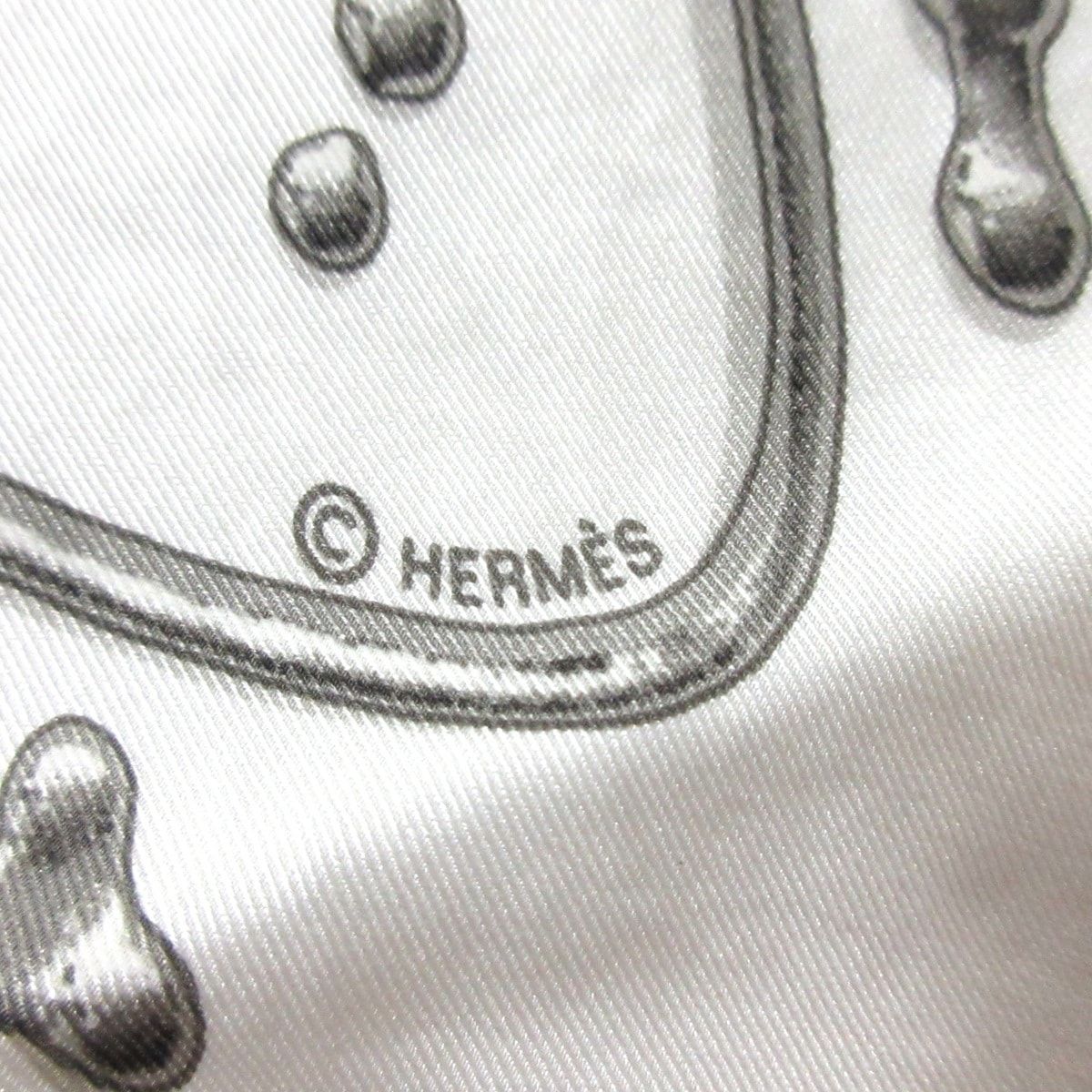 HERMES(エルメス) スカーフ ポワンテュー 白×グレー