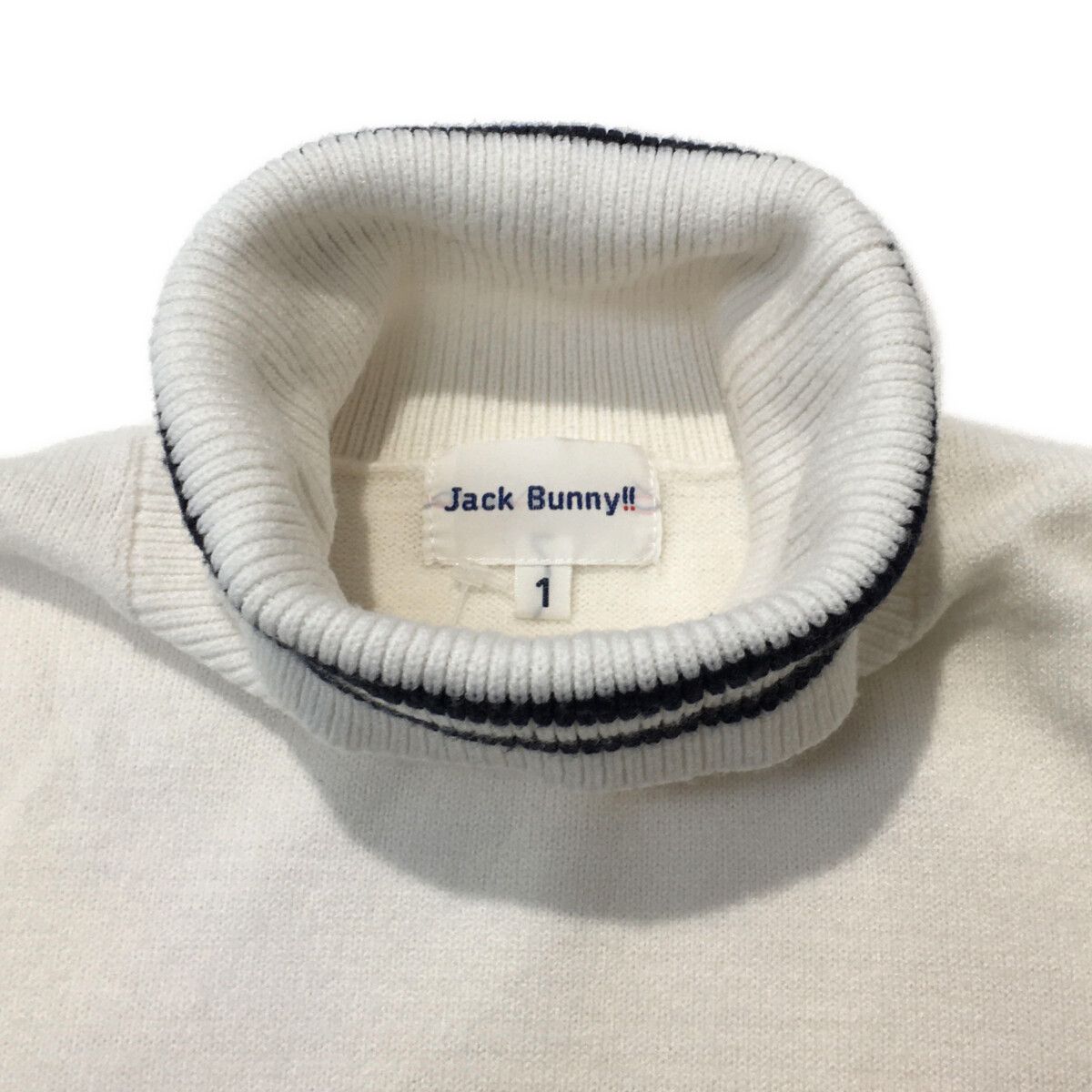 JACK BUNNY!! - coco 中古 ジャックバニー Jack Bunny!! レディース セーター 1(M) 白×黄×紺 ホワイト タートルネック 中古 レディース ジャックバニー Jack Bunny!! セーター 1(M) 白