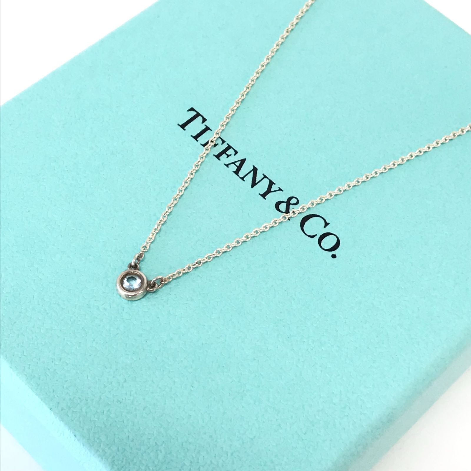 θ TIFFANY カラー バイザヤード アクアマリン ネックレス AG925 - メルカリ