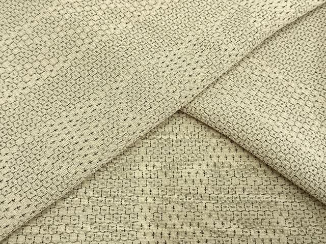平和屋着物▽本塩沢 単衣 110亀甲 草花間道 正絹 AAAW1519fy