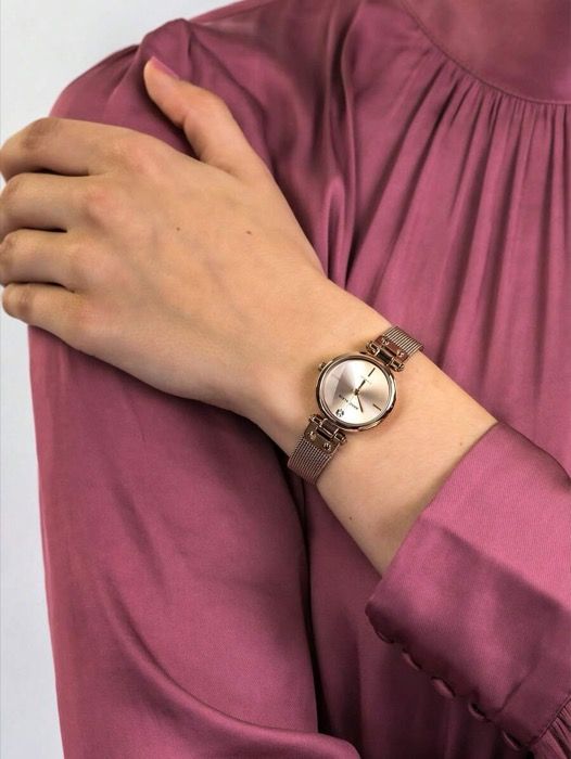 腕時計 レディース クォーツ ダイヤモンドアクセントメッシュブレスレット付き レディース腕時計 クォーツ式 エレガントな女性用カジュアルビジネス腕時計 3002RGRG ローズゴールド