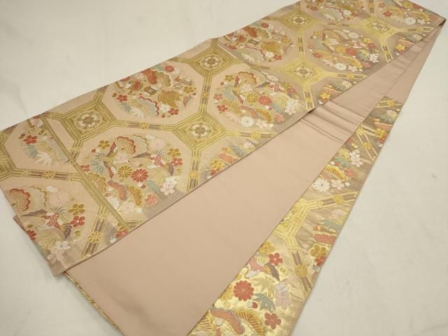 平和屋着物▽西陣の名門 本家加納 六通柄袋帯 蜀江花鳥文 松竹梅 金糸  