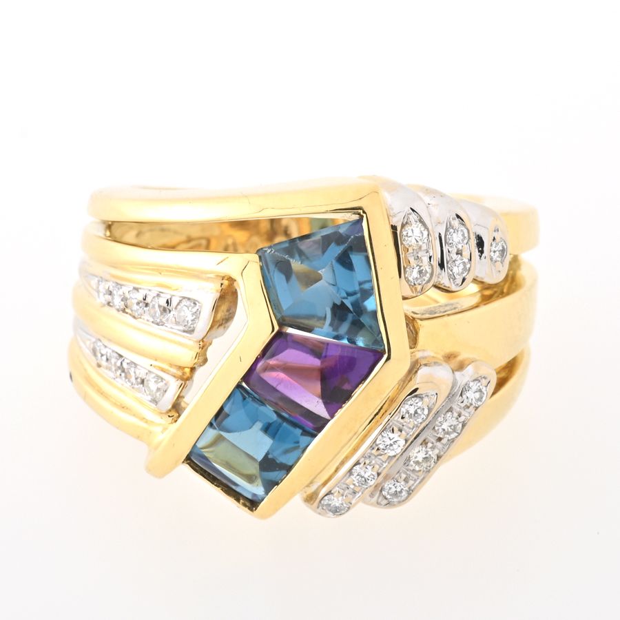 K18 アメジスト ブルートパーズ リング D=0.21ct #10 【中古】 商品 ... K18 アメジスト ブルートパーズ リング #10 B-113502
