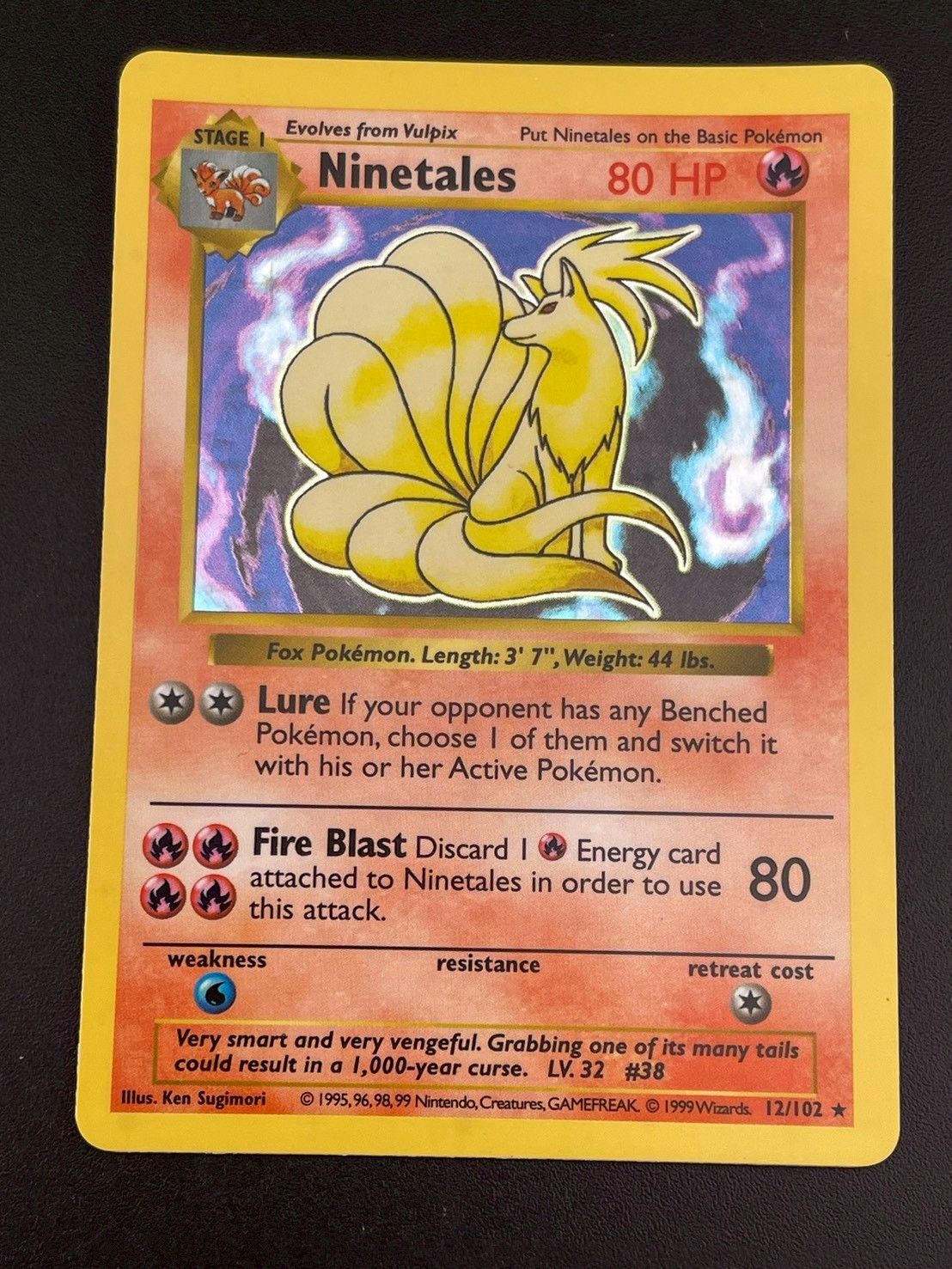 【美品】キュウコン　英語版シャドーレス初期旧裏ポケモンカード　1999 美品】キュウコン 英語版シャドーレス初期旧裏ポケモンカード 1999 美