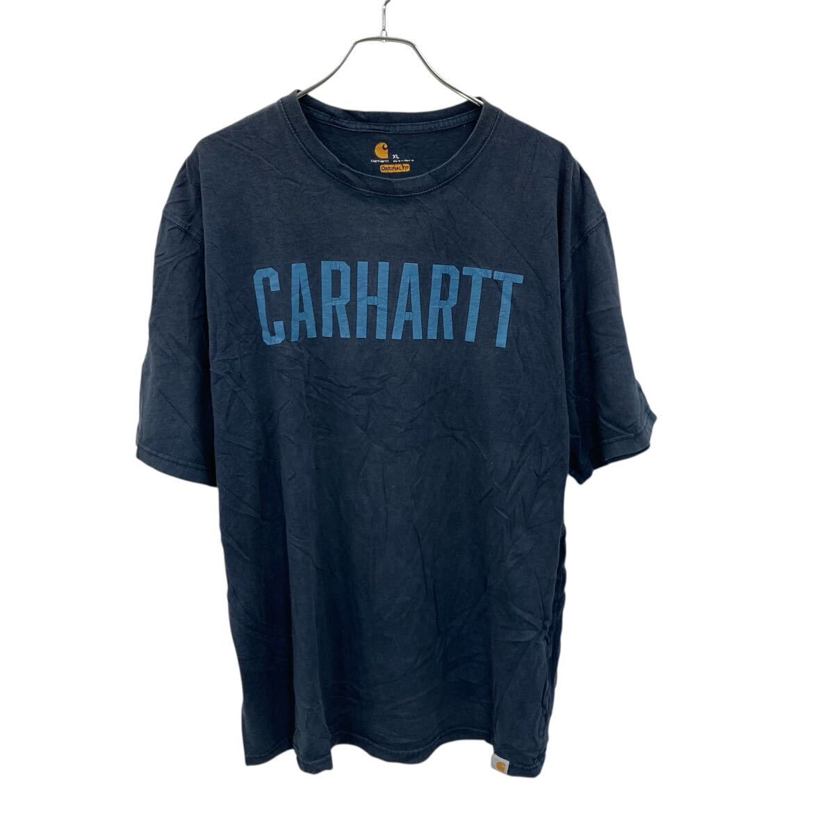 carhartt 半袖 プリントTシャツ XL ネイビー プルオーバー ビックロゴ 