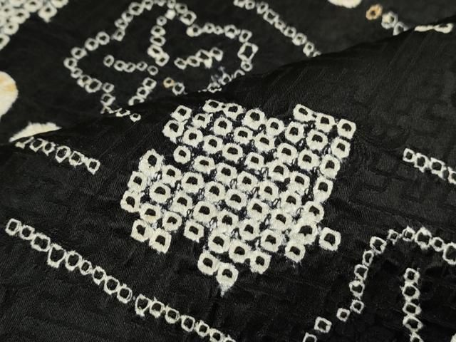 平和屋着物○訪問着 絞り 舞花文 黒地 正絹 逸品 CAAQ9594th - メルカリ