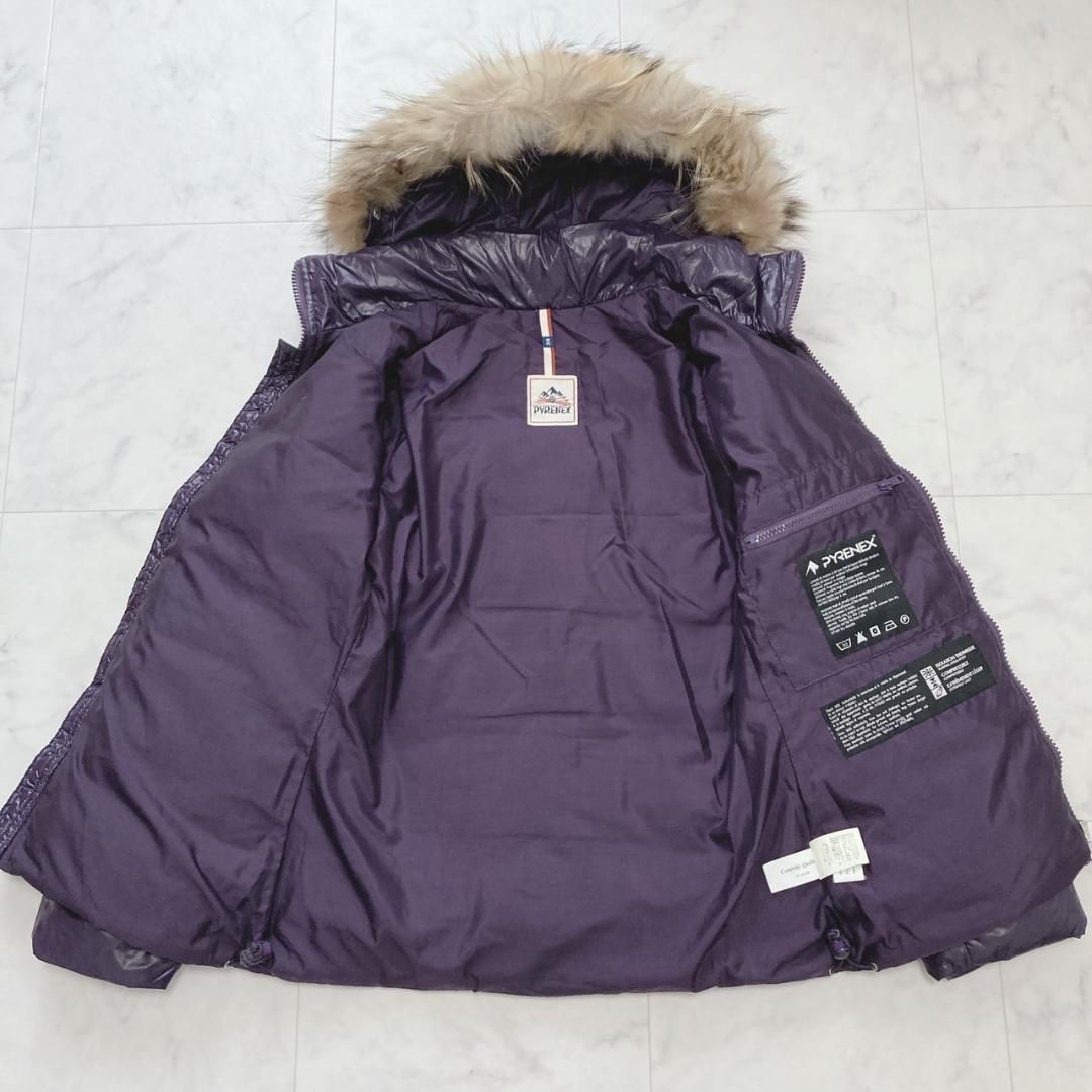 ダウンジャケットラクーンファー付 パープル