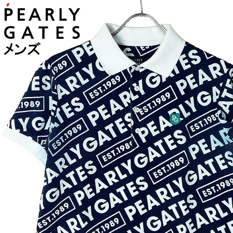 PEARLY GATES パーリーゲイツ 半袖ポロシャツ ロゴ 総柄 シアサッカー